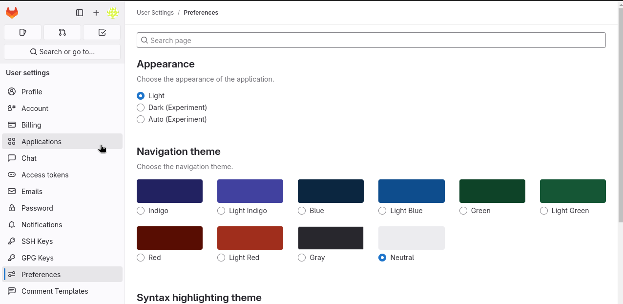 Navigate to User Applications