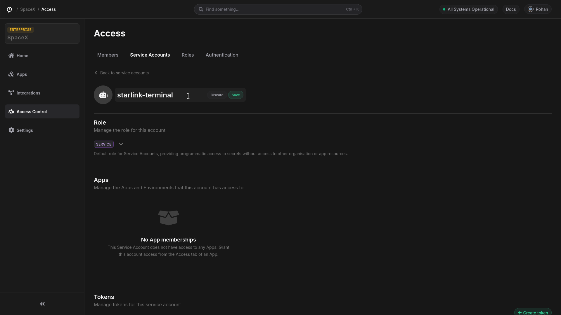 Update service account name