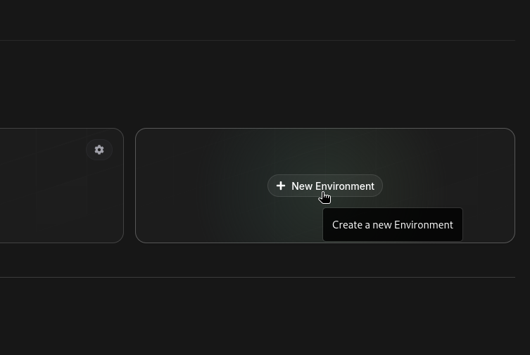 Create a new environment button