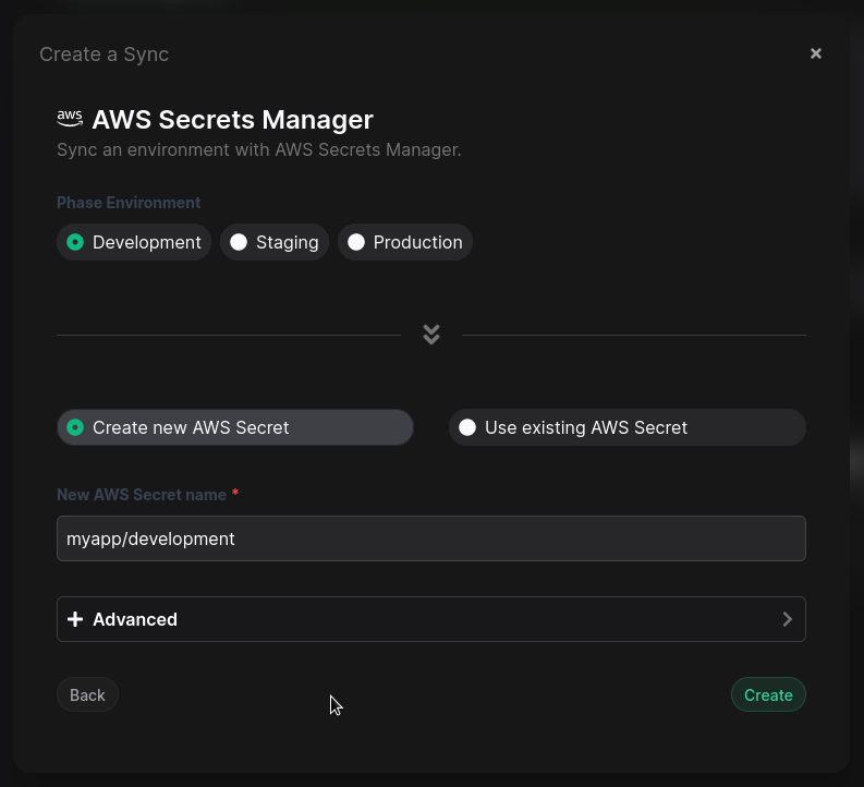 Choose sync source and destination