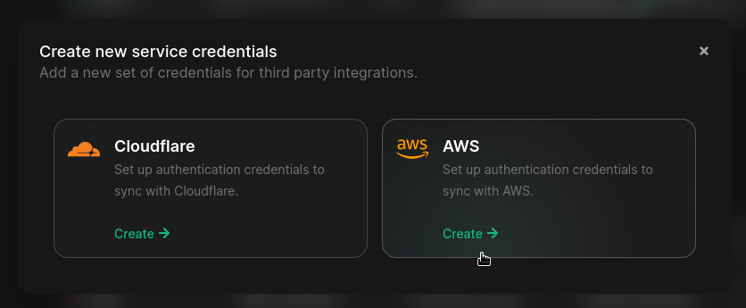 Click on AWS