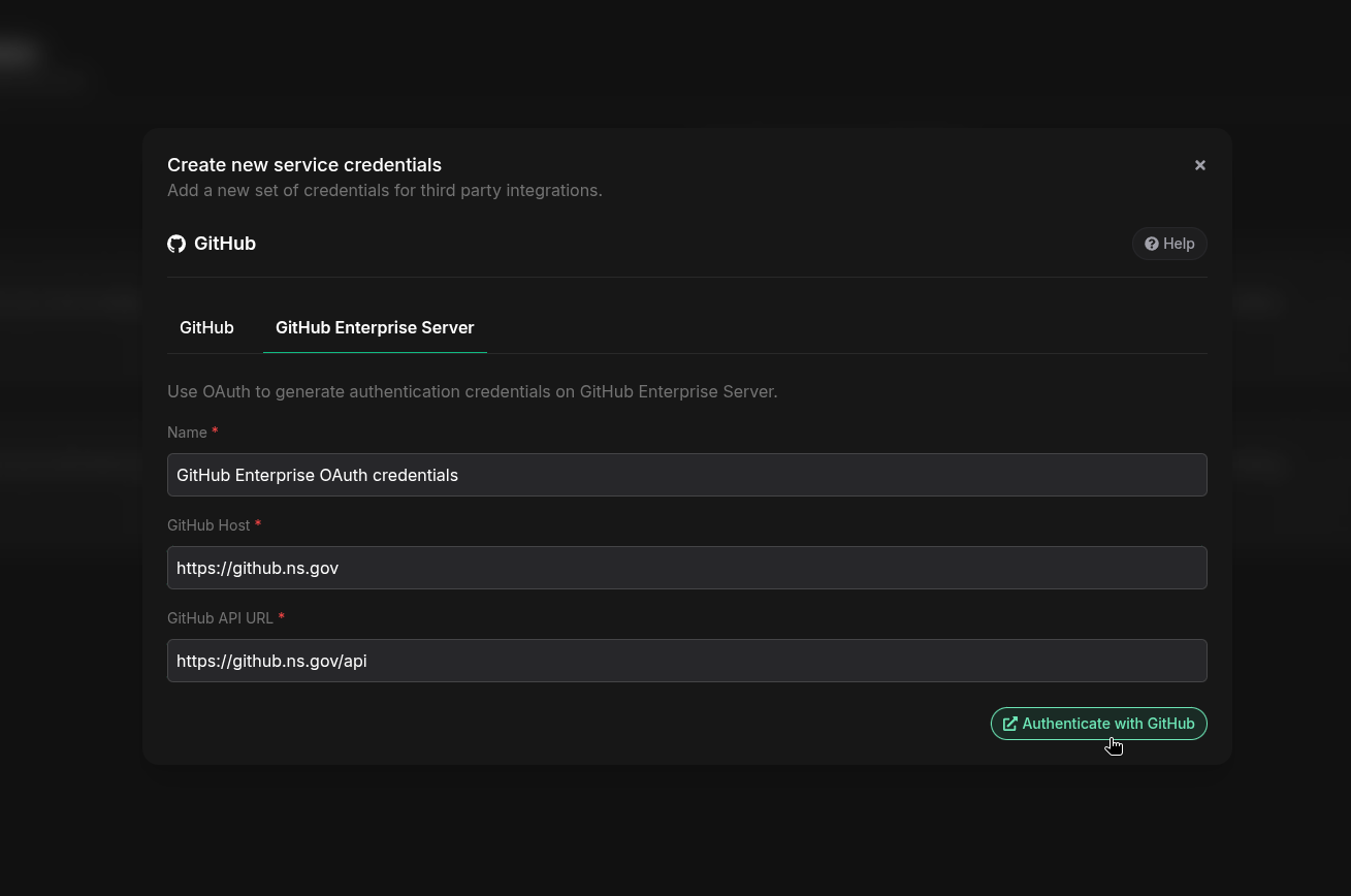 Add GitHub Enterprise Server credentials
