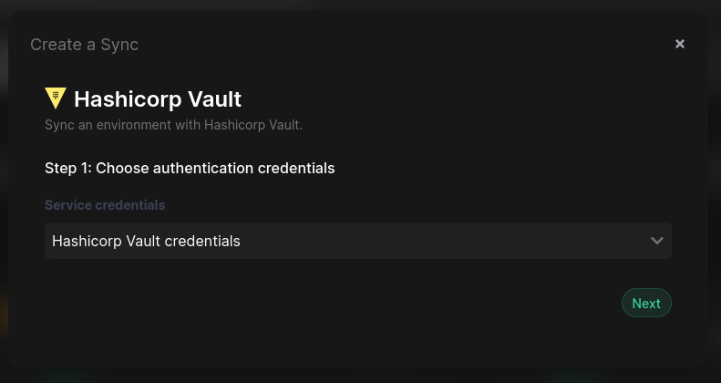 Choose sync authentication credentials