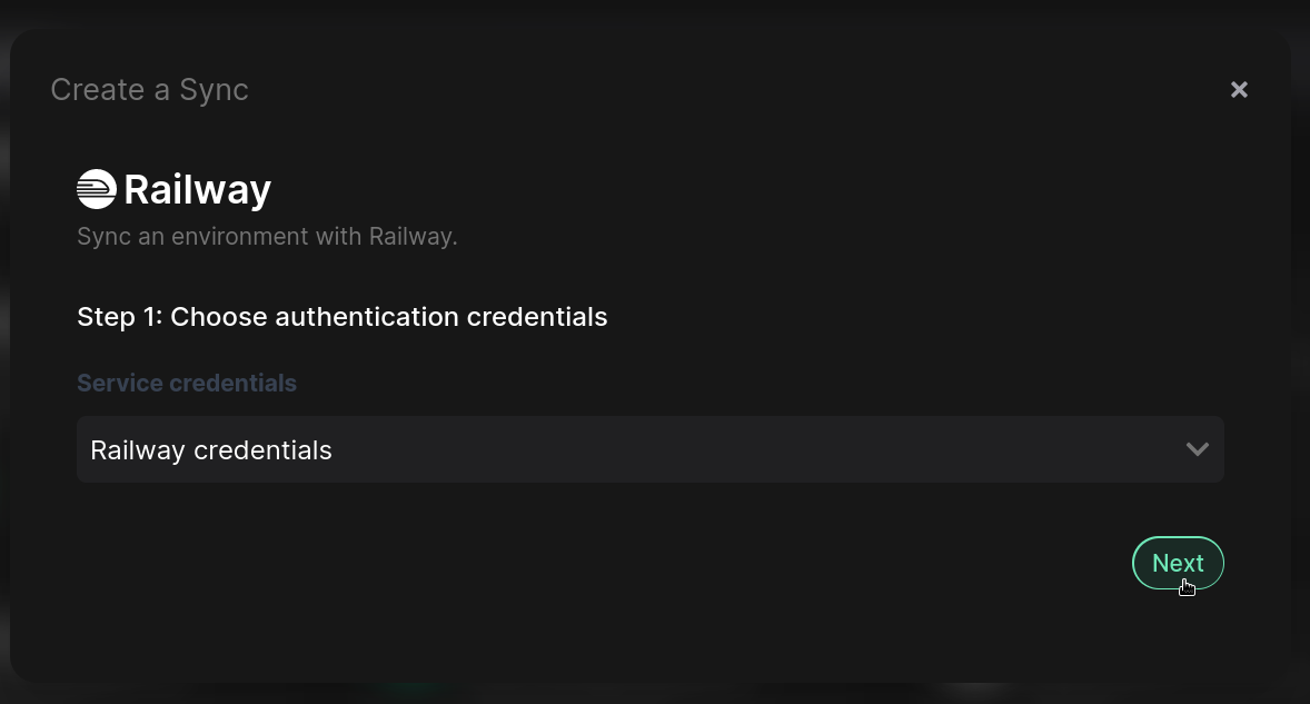 select railway creds